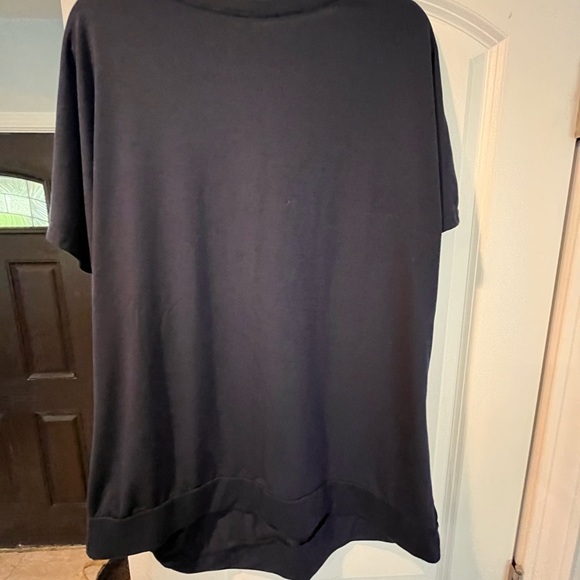 Navy Blue Women's Top with Button Detail - Picture 7 of 9